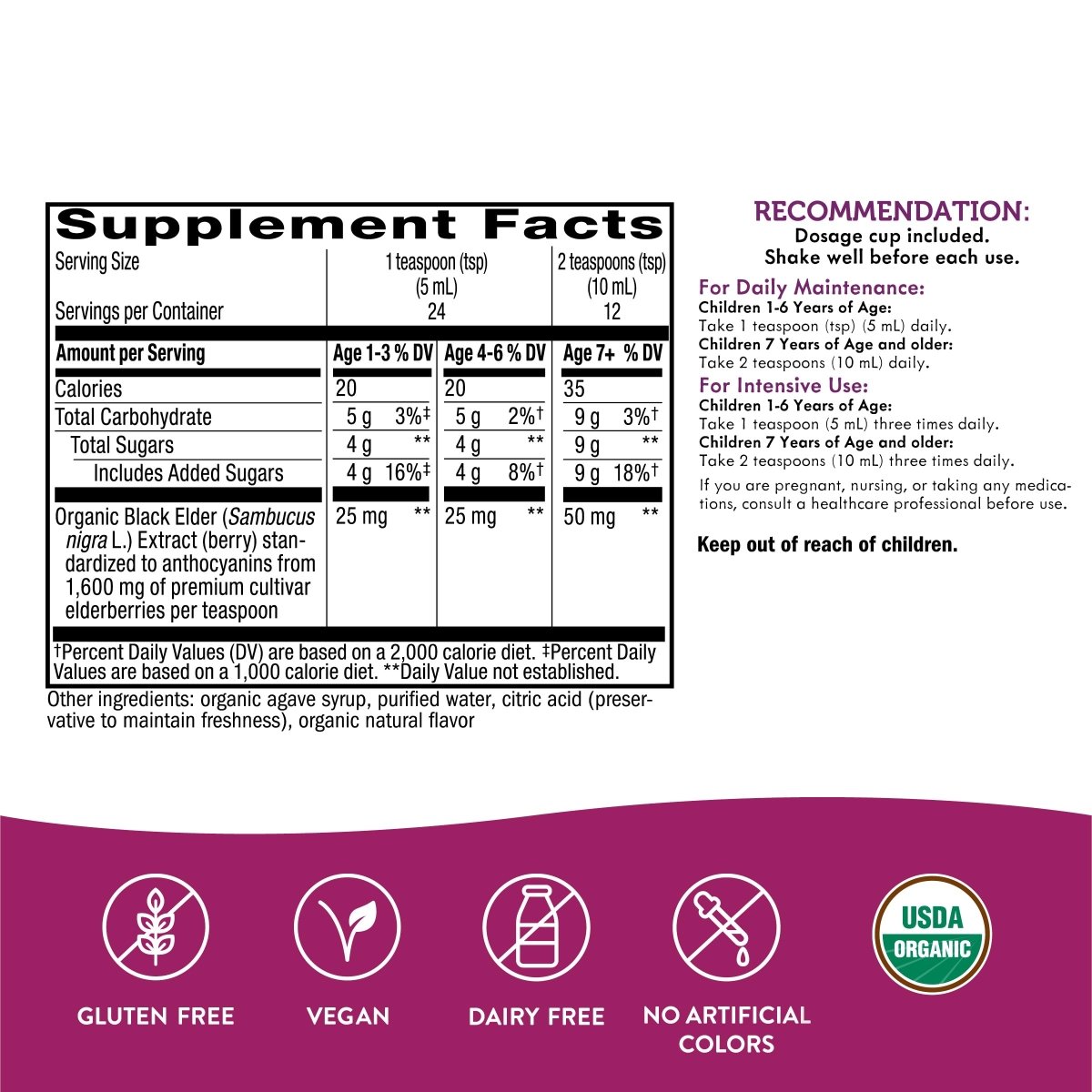 Nature's Way Sambucus Organic Elderberry Syrup for Kids - 4 Fl. Oz