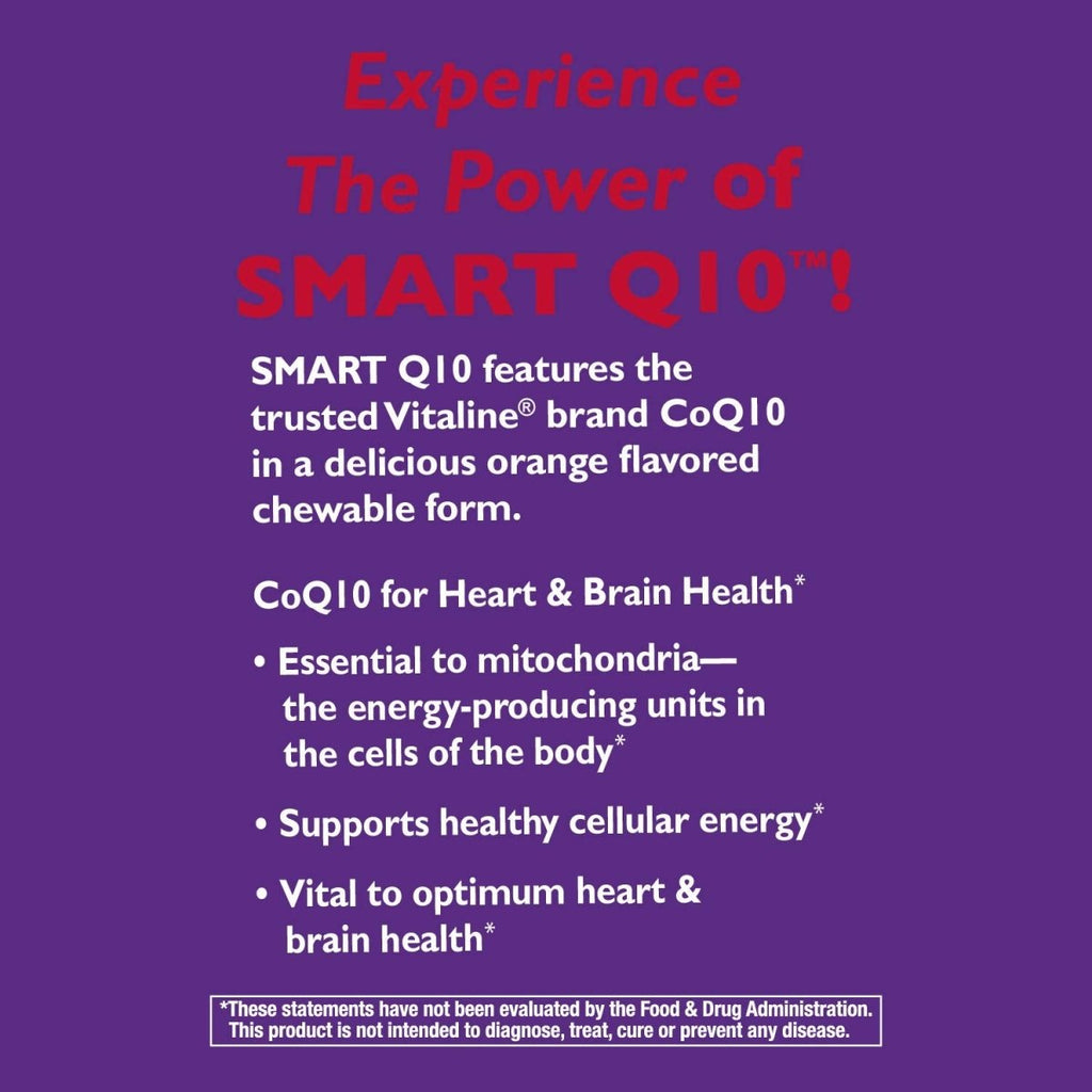 Nature's Way SMART Q10 CoQ10 Comprimés à croquer – Pour la santé du cœur et du cerveau avec un goût d'orange intense
