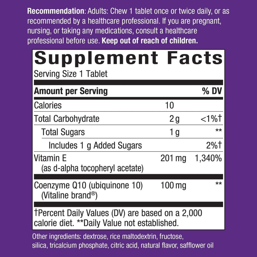 Nature's Way SMART Q10 CoQ10 Comprimés à croquer – Pour la santé du cœur et du cerveau avec un goût d'orange intense