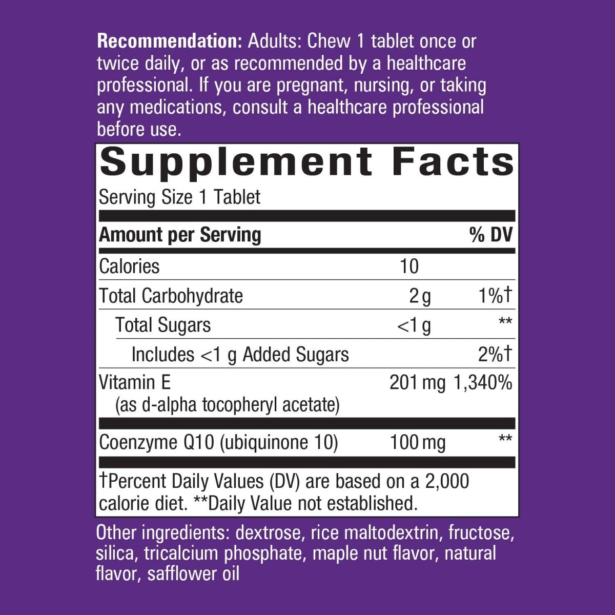 Nature's Way Smart Q10 CoQ10 Érable et Noix 30 Comprimés à Croquer