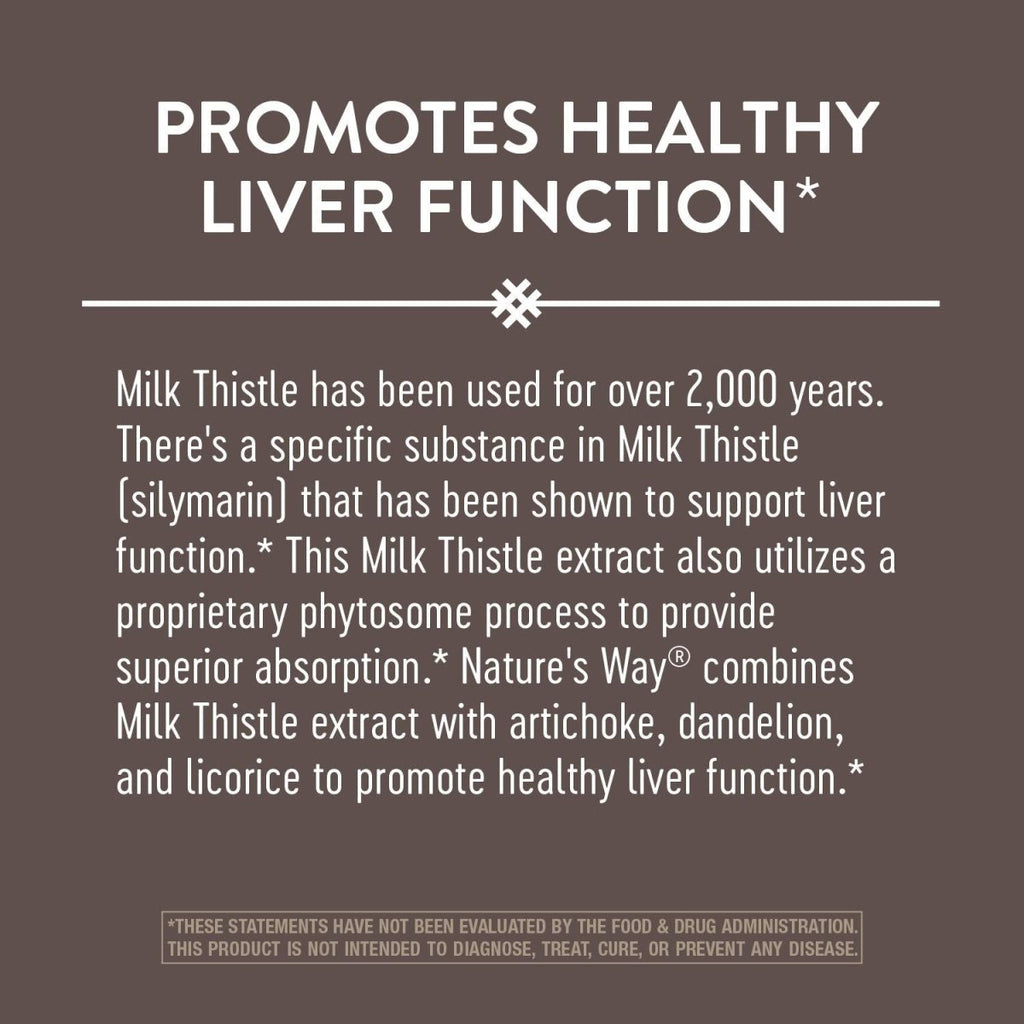 Nature's Way Super Milk Thistle Promotes Healthy Liver Function 4-Herb Blend Vegan 60 Capsules