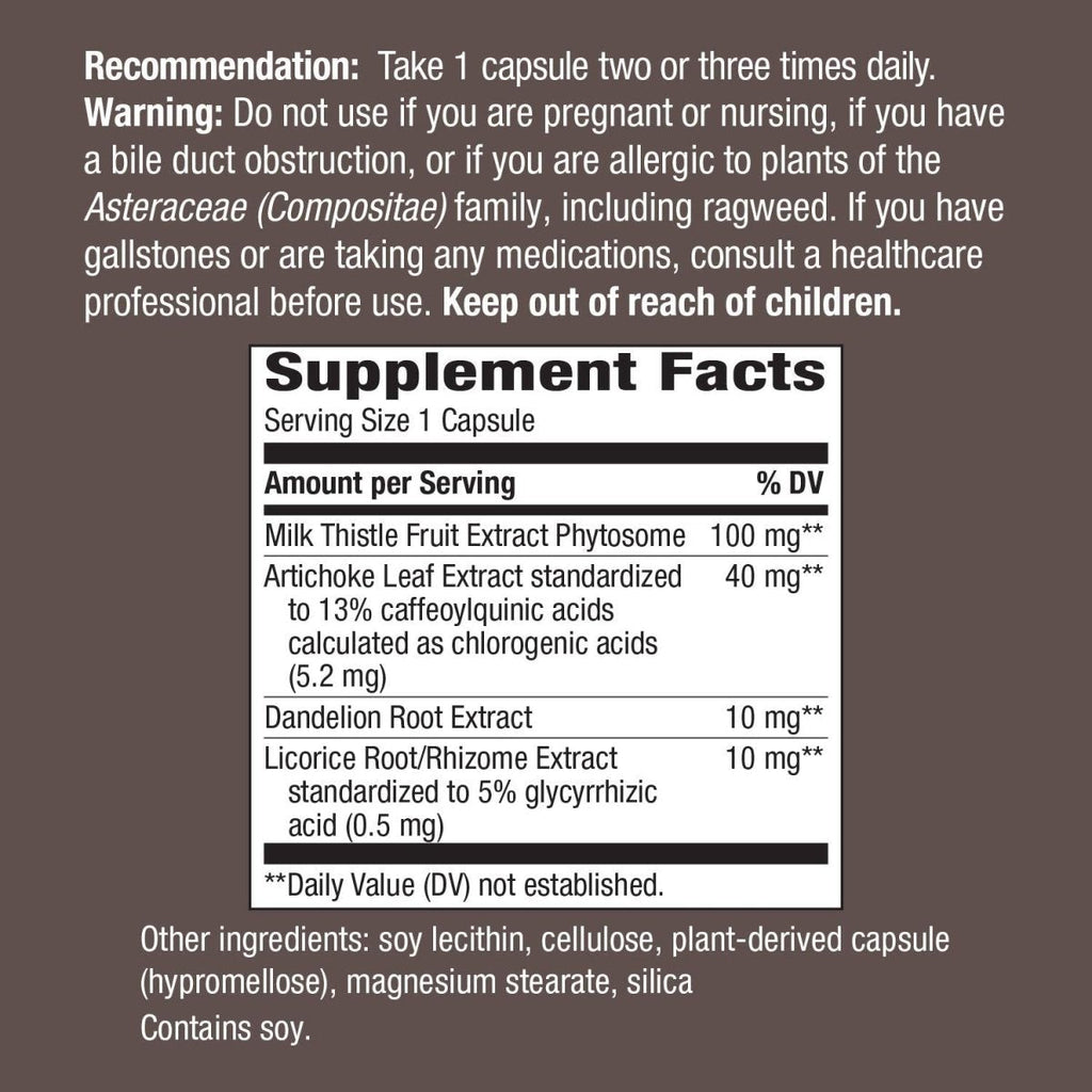 Nature's Way Super Milk Thistle Promotes Healthy Liver Function 4-Herb Blend Vegan 60 Capsules