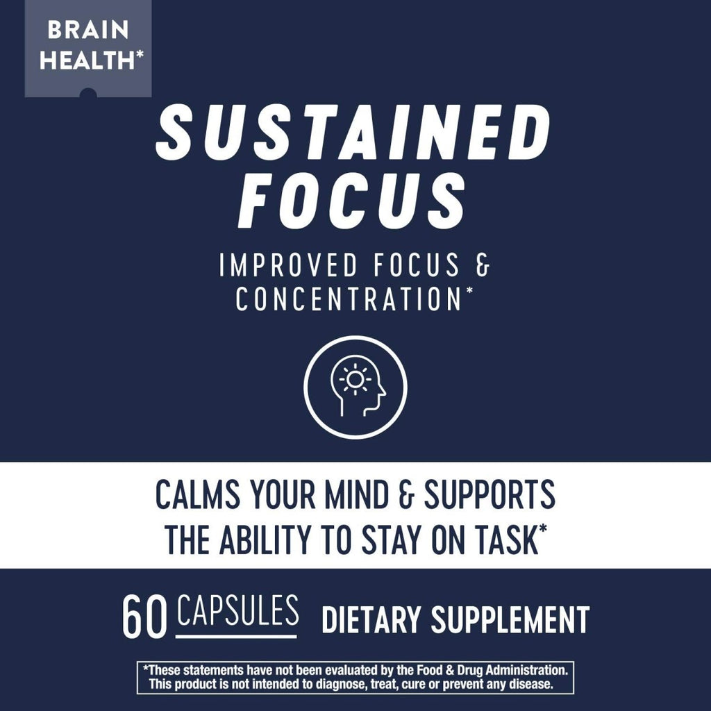 Nature's Way Sustained Focus, Improved Focus and Concentration, 60 Capsules