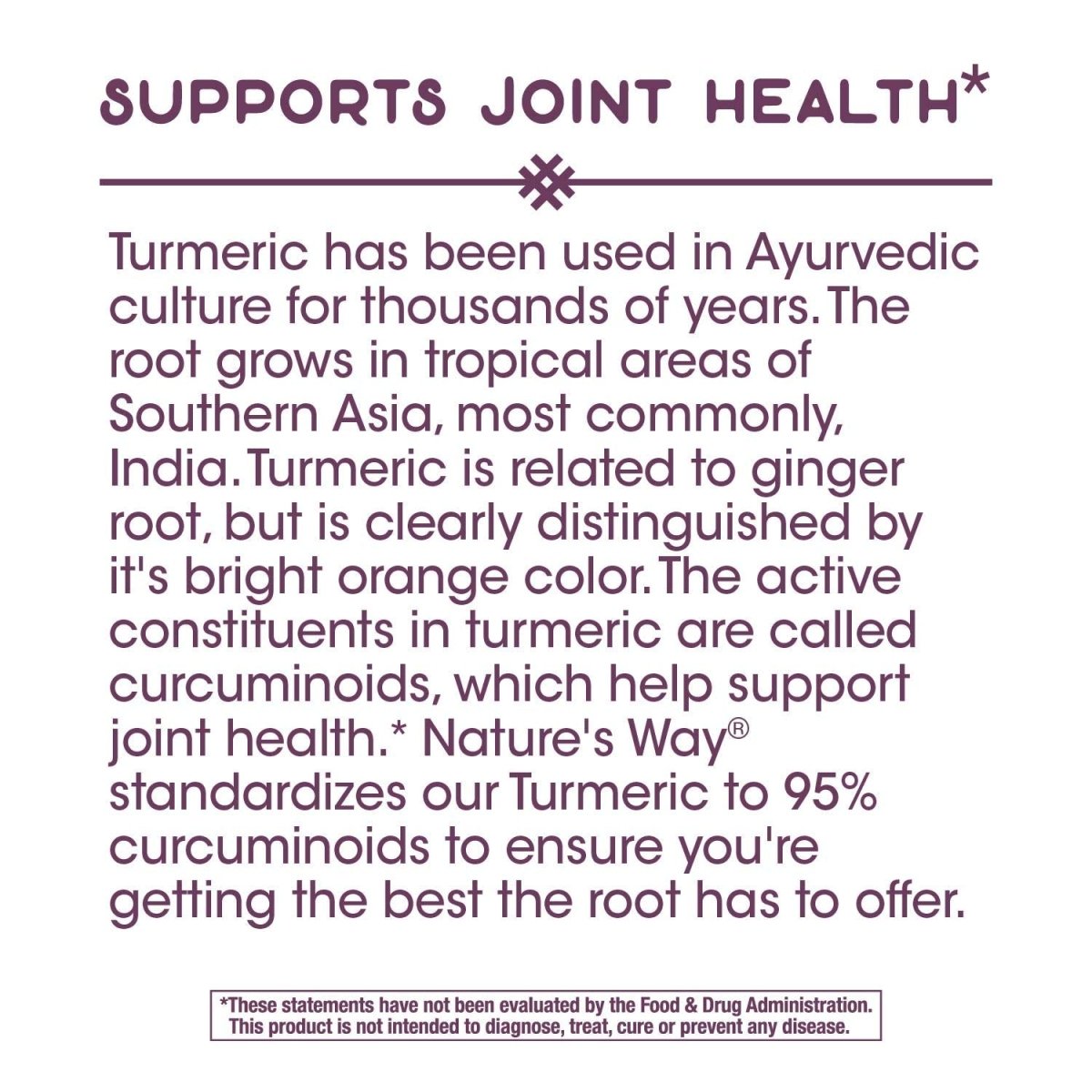 Nature's Way Curcuma Extrait Premium Soutient la Santé des Articulations Projet Vérifié Sans OGM 500 mg par Portion 120 Comprimés