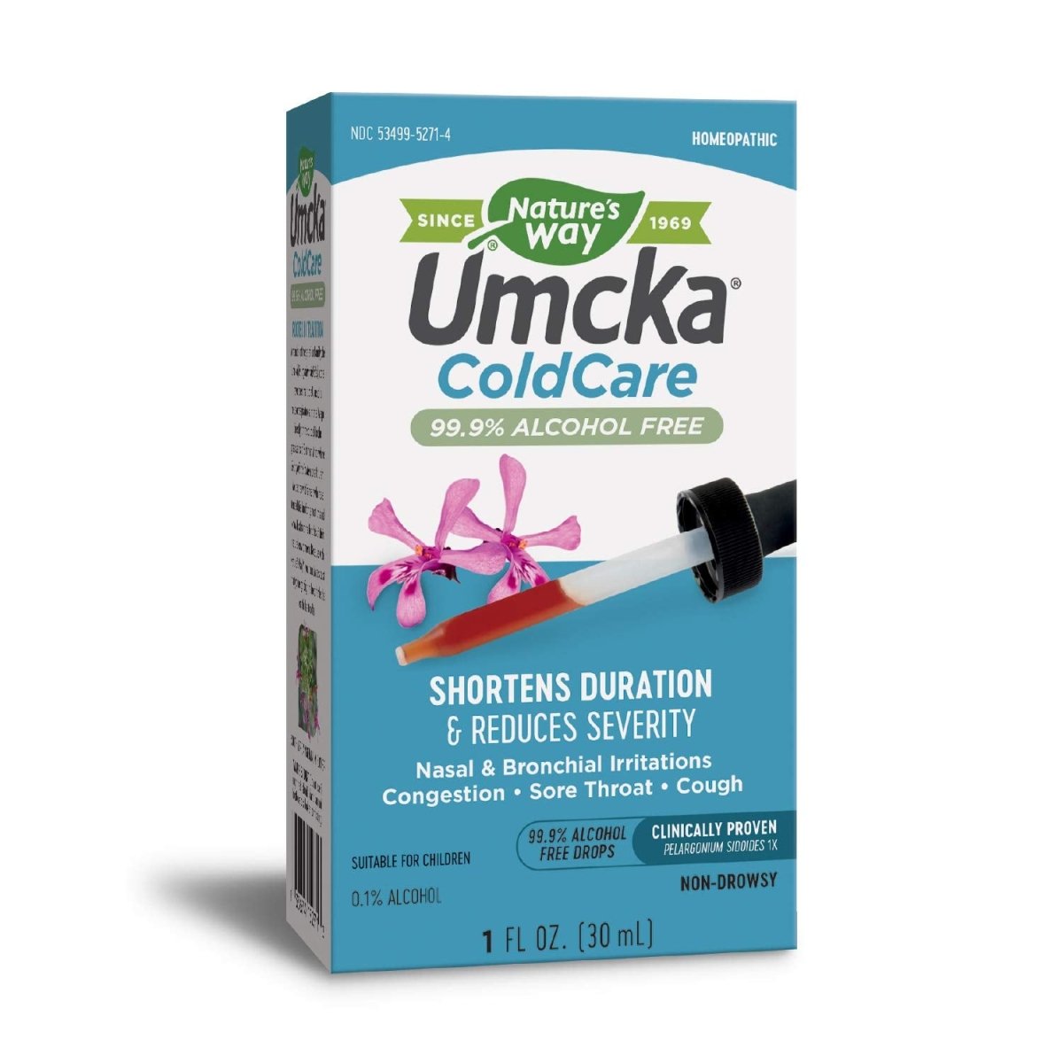 Umcka ColdCare Gouttes Nature's Way, raccourcit les rhumes et réduit la gravité, gouttes saveur cerise, 30 ml
