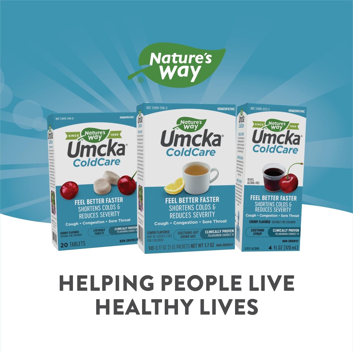 Nature's Way Umcka ColdCare, préparation pour boisson chaude apaisante, soulagement rapide, efficacité cliniquement prouvée, saveur citron, 10 sachets
