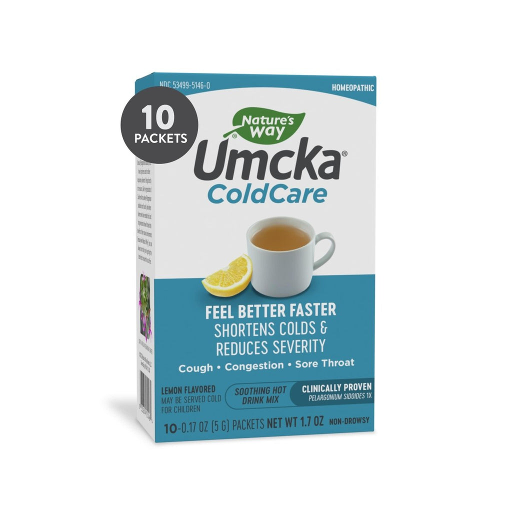 Nature's Way Umcka ColdCare, préparation pour boisson chaude apaisante, soulagement rapide, efficacité cliniquement prouvée, saveur citron, 10 sachets