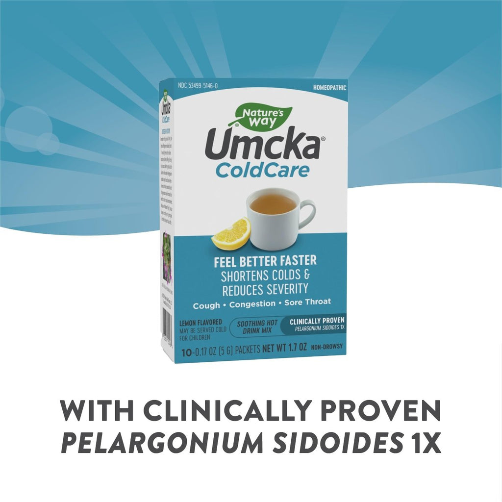 Nature's Way Umcka ColdCare, préparation pour boisson chaude apaisante, soulagement rapide, efficacité cliniquement prouvée, saveur citron, 10 sachets