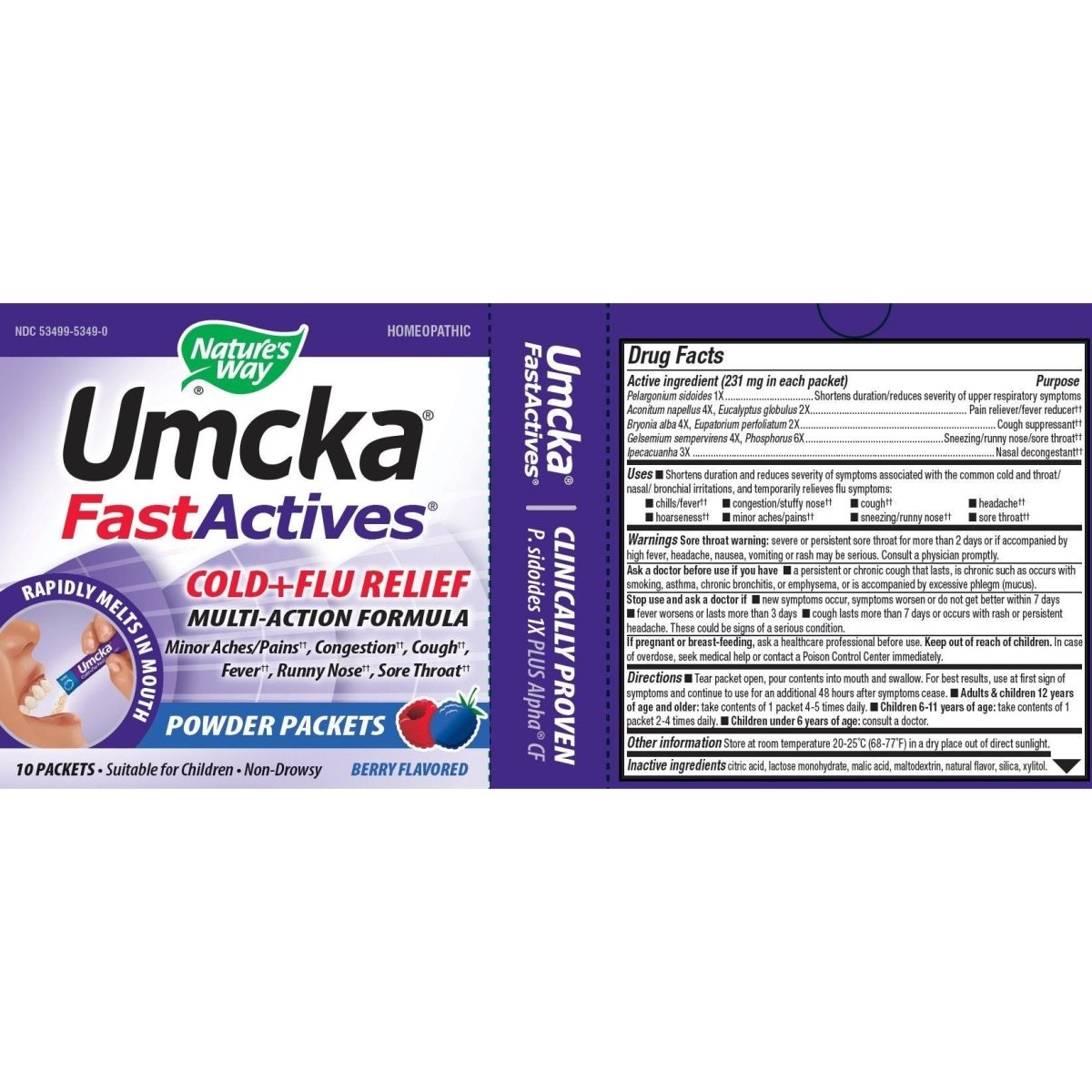 Nature's Way Umcka FastActives Rhume et Grippe en sachets de poudre - 60 sachets