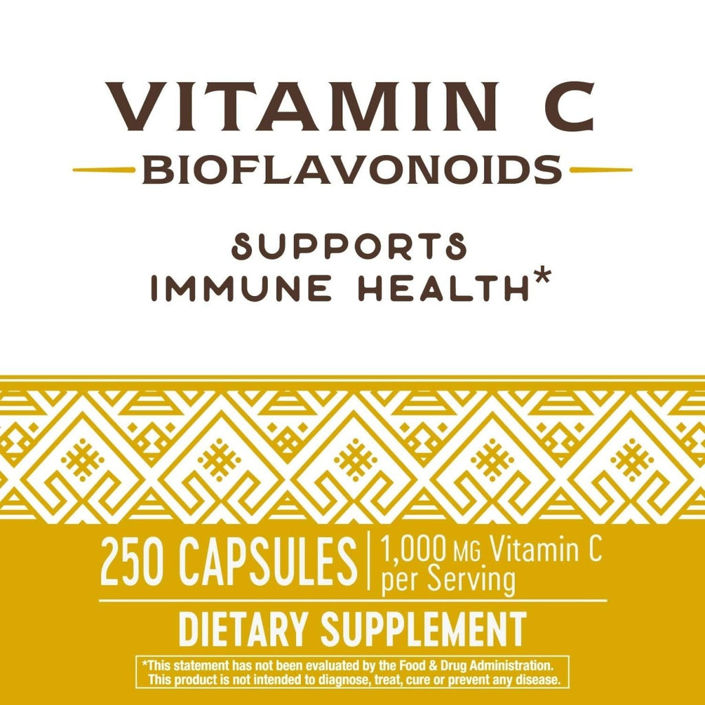 Nature's Way Vitamine C 500 mg avec Bioflavonoïdes; 1000 mg de Vitamine C par portion; 250 Gélules