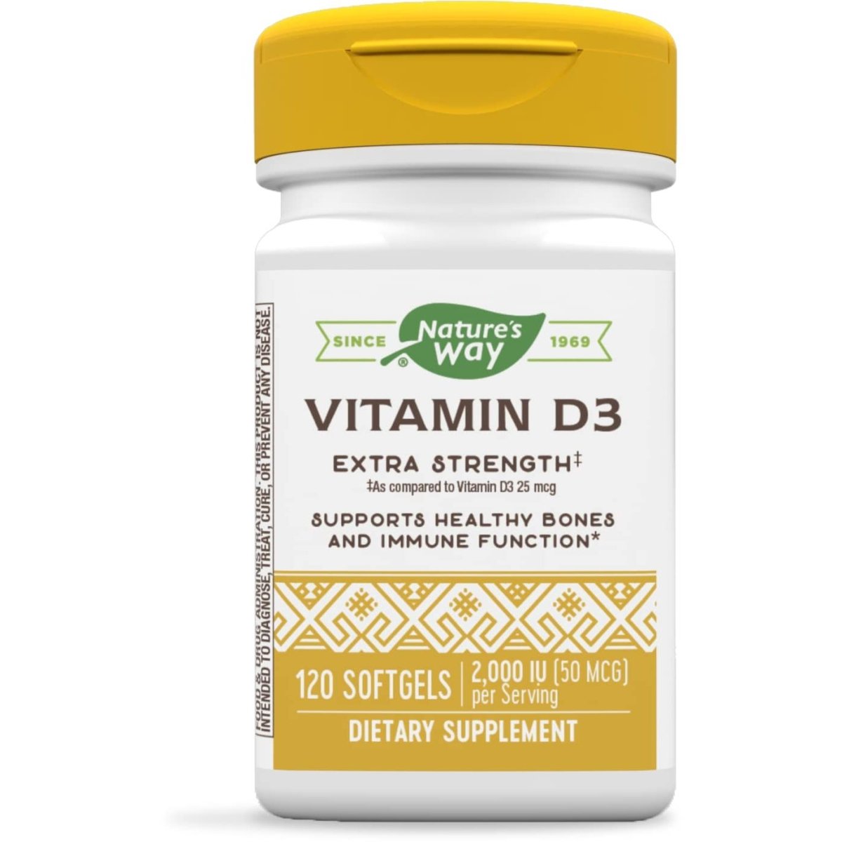 Nature's Way Vitamin D3 Extra Strength, Immune and Healthy Bones Support, 50mcg Per Serving, 120 Softgels