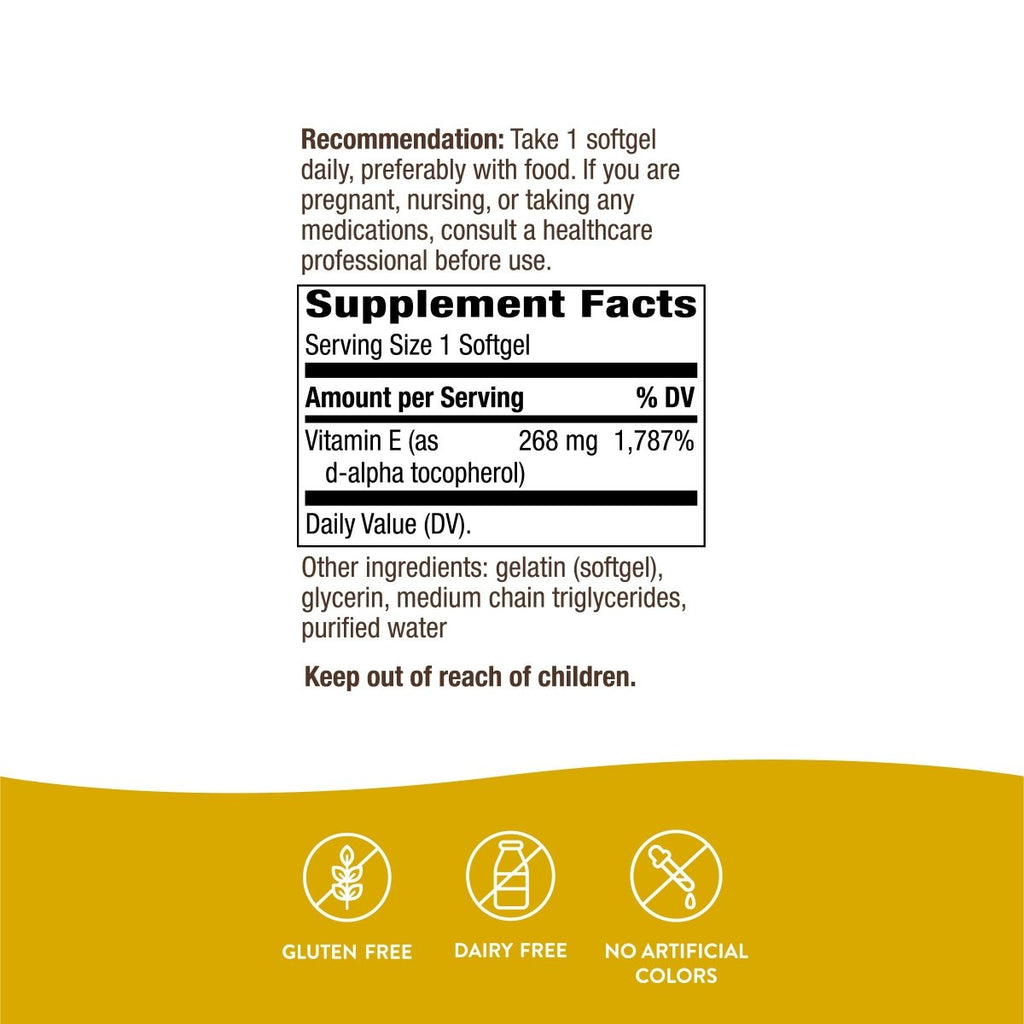 Nature's Way Vitamin E D-Alpha Tocopherol 100 SG