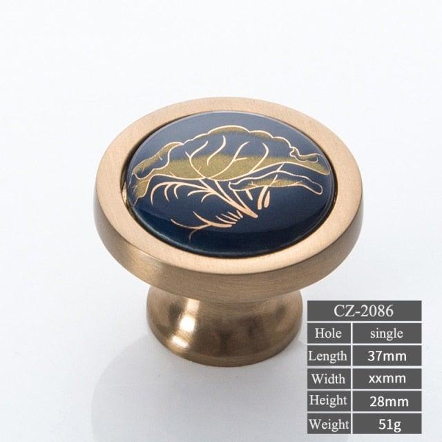 Poignées de porte en céramique bleu marine Poignées de meubles antiques européennes Boutons de tiroir Poignées de meubles de cuisine Poignée de porte d'entrée avec levier de porte pour portes à droite et à gauche