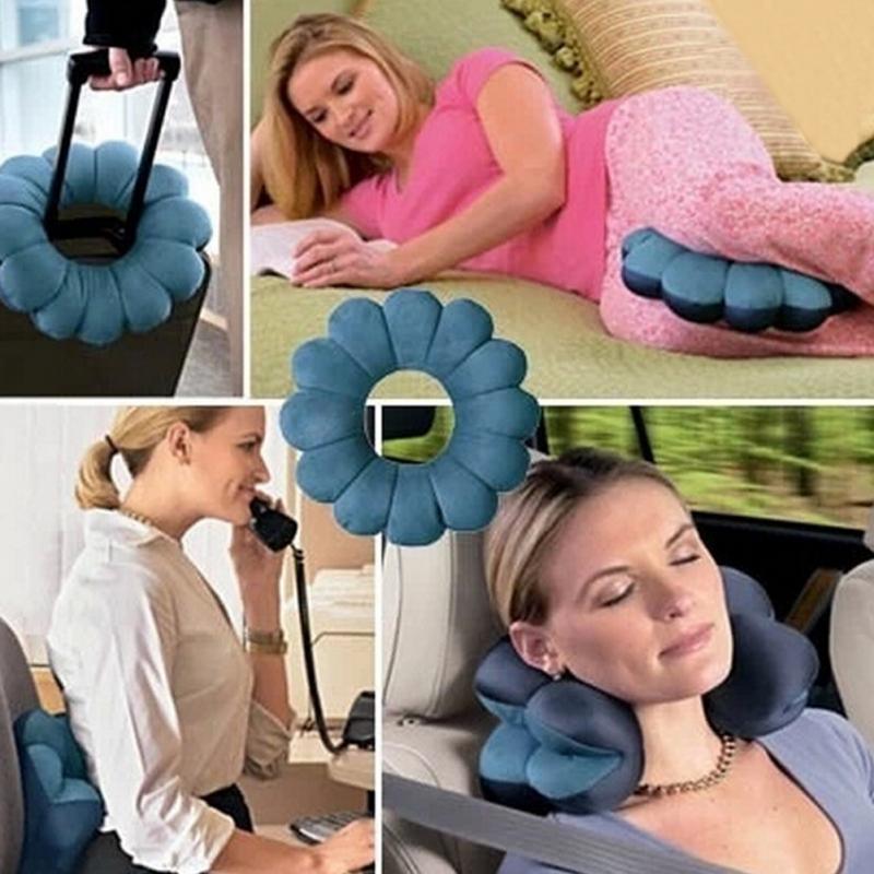 Oreiller de voyage microbilles confortable et respirant avec housse lavable en machine – Oreiller cervical de voyage en mousse à mémoire de forme pour avion, maison ou en déplacement, soutien ultra doux en microfibre pour votre cou, travail ou voyage.