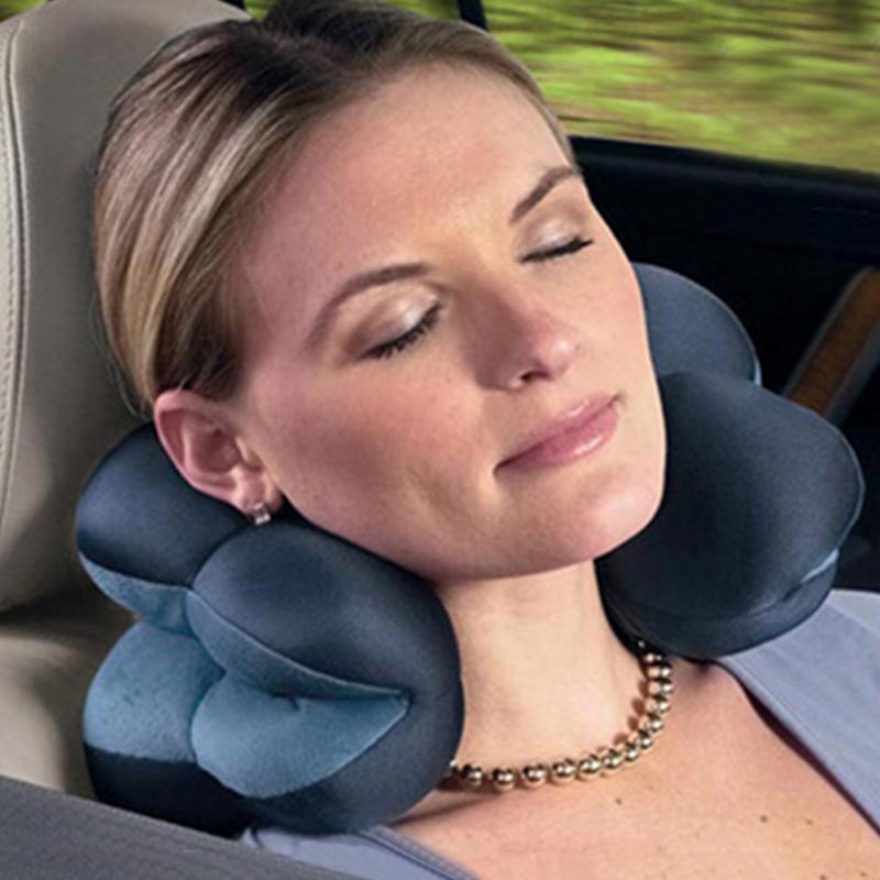 Oreiller de voyage microbilles confortable et respirant avec housse lavable en machine – Oreiller cervical de voyage en mousse à mémoire de forme pour avion, maison ou en déplacement, soutien ultra doux en microfibre pour votre cou, travail ou voyage.