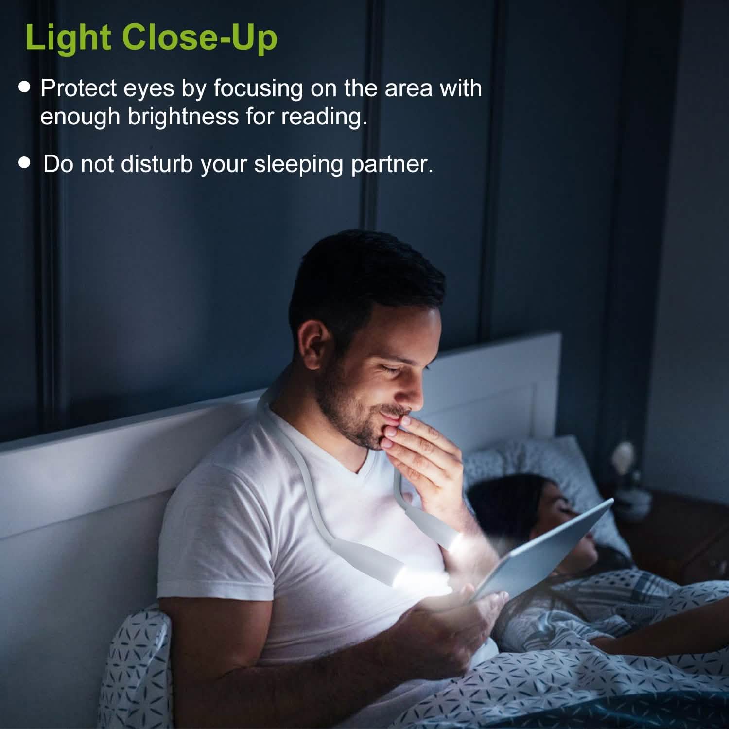 Lampe de lecture à poser au cou rechargeable pour livre ou lit