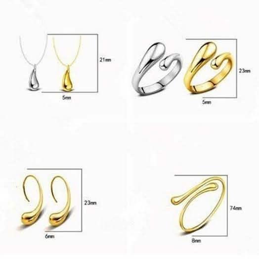 Ensemble collier, bague, crochet et boucles d'oreilles ovales