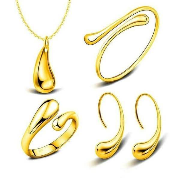Ensemble collier, bague, crochet et boucles d'oreilles ovales