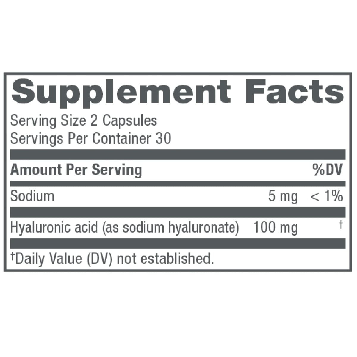 NeoCell Acide Hyaluronique Gélules, Lubrifiant Essentiel, Soutient l'Hydratation Tissulaire, Sans Gluten, 60 Comprimés, 1 Bouteille