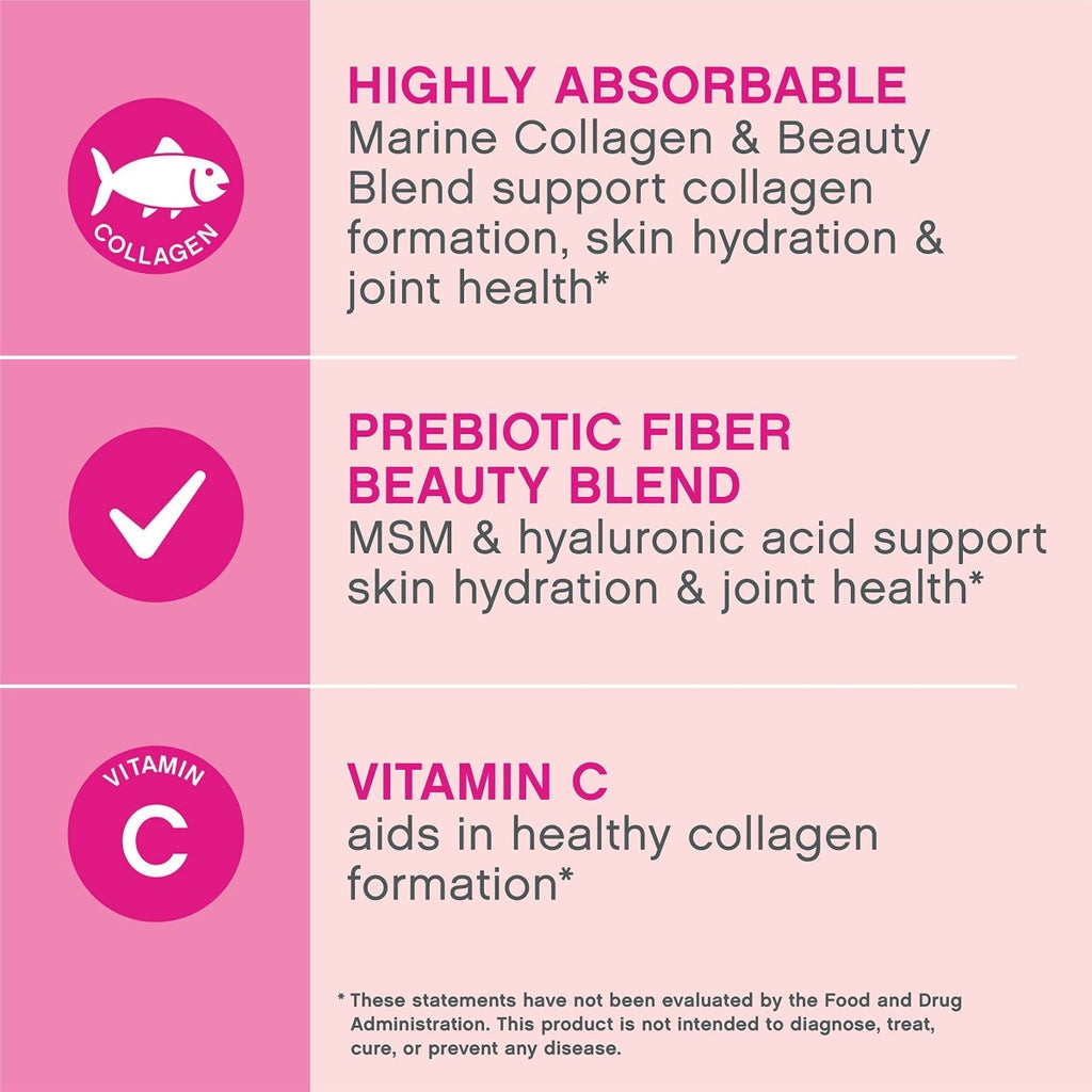 NeoCell Marine Collagen with Beauty Blend; for Skin Hydration; Healthy Hair, Nails and Joint Support; Keto Certified, Gluten Free; Unflavored Powder, 7 Ounces, 20 Servings