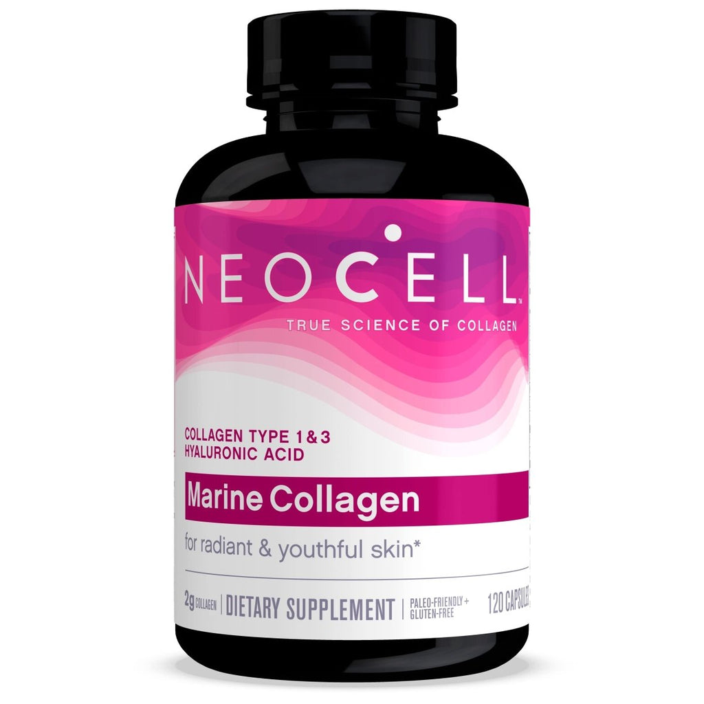 NeoCell Collagène Marin avec Collagène Type 1 et 3 et Acide Hyaluronique, avec Collagène Hydrolysé, Complément Santé de la Peau, Capsule, 120 Comprimés, 1 Bouteille