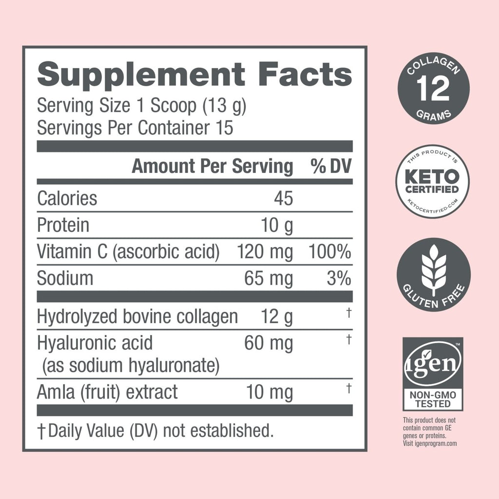 NeoCell Super Collagen Plus avec vitamine C et acide hyaluronique, pour l'hydratation de la peau et le soutien d'une peau, de cheveux et d'ongles sains, sans saveur, poudre de collagène, 195 g, 1 boîte