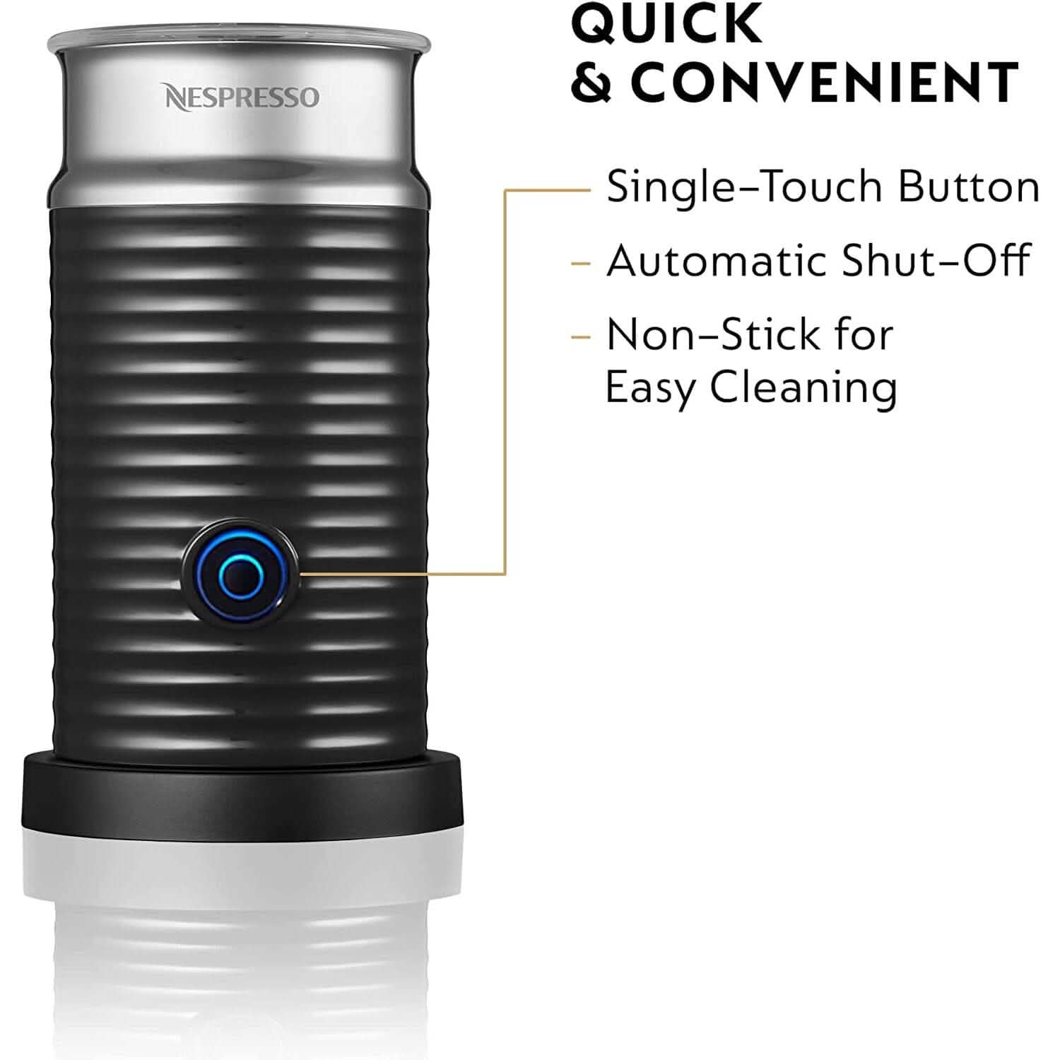 Nespresso Aeroccino3 Mousseur à lait, Taille unique, Noir