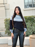 Pull en maille color block neutre