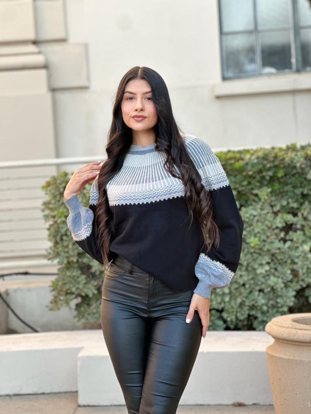 Pull en maille color block neutre