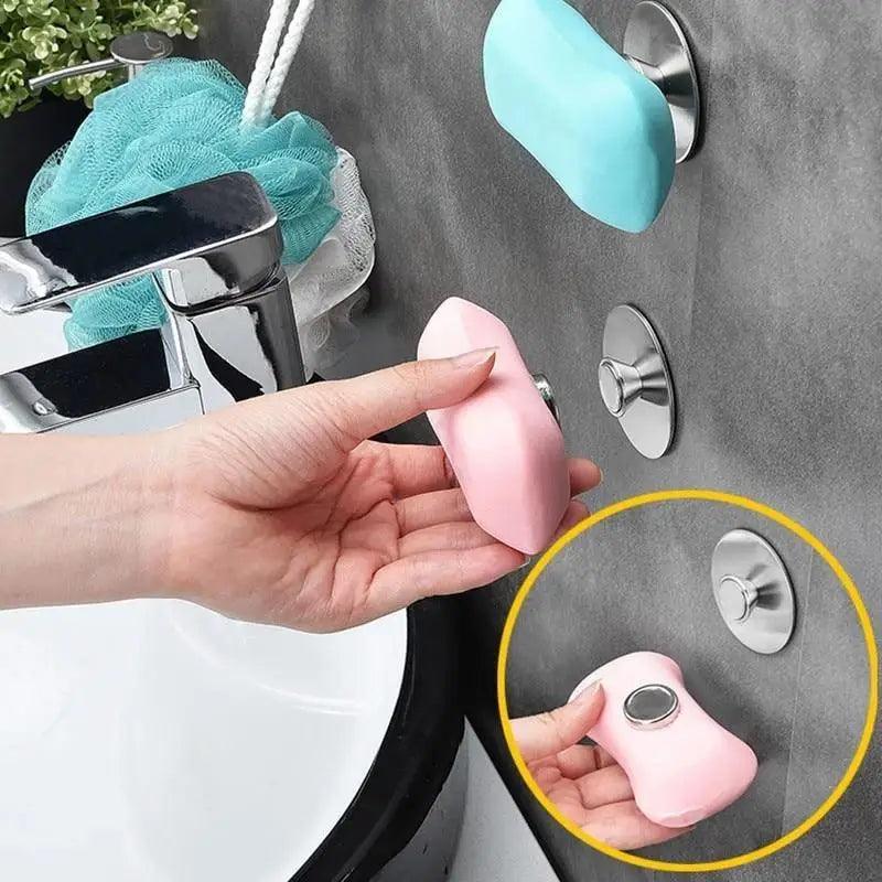 Nouveau 1PC Porte-savon magnétique sans outil antirouille Support d'éponge Porte-plat Porte-savon pour salle de bain lavabo maison Porte-savon fortement magnétique Porte-savon antirouille en acier inoxydable pour salle de bain et cuisine