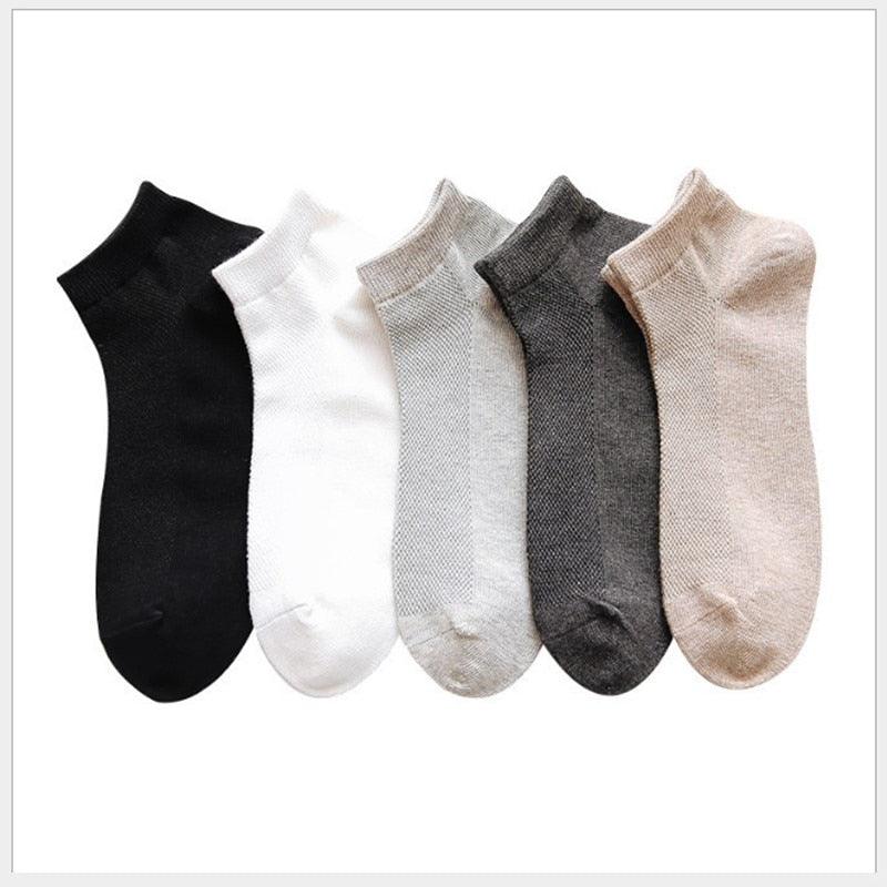 Nouveau lot de 5 paires/couleurs mélangées Chaussettes courtes de sport d'été mode drôle sous-vêtements femme chaussettes respirantes en coton peigné pur doux pour hommes et femmes