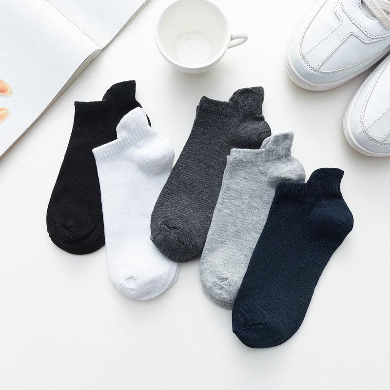 Nouveau lot de 5 paires/couleurs mélangées Chaussettes courtes de sport d'été mode drôle sous-vêtements femme chaussettes respirantes en coton peigné pur doux pour hommes et femmes