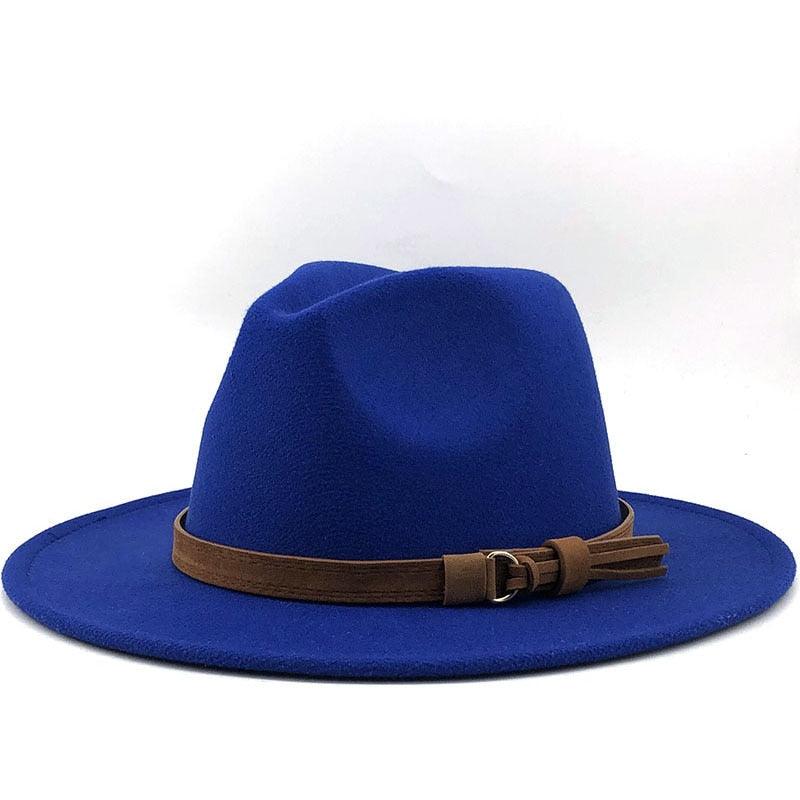 Nouveau chapeau Fédora Unisexe en Laine Réglable, Chapeau Fédora de Luxe à Bord Large, Chapeau Souple Élégant pour Homme, Chapeau d'Hiver et d'Automne Confortable et Doux à Bord Large, Chapeau d'Extérieur à Bord Large avec Sangle