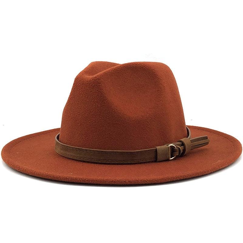 Nouveau chapeau Fédora Unisexe en Laine Réglable, Chapeau Fédora de Luxe à Bord Large, Chapeau Souple Élégant pour Homme, Chapeau d'Hiver et d'Automne Confortable et Doux à Bord Large, Chapeau d'Extérieur à Bord Large avec Sangle