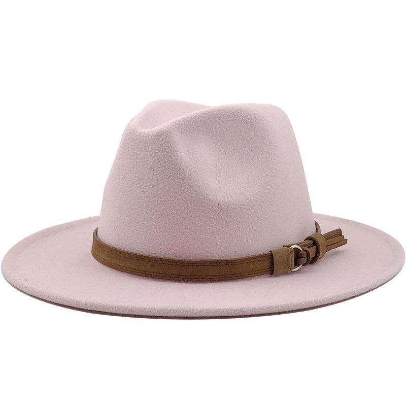 Nouveau chapeau Fédora Unisexe en Laine Réglable, Chapeau Fédora de Luxe à Bord Large, Chapeau Souple Élégant pour Homme, Chapeau d'Hiver et d'Automne Confortable et Doux à Bord Large, Chapeau d'Extérieur à Bord Large avec Sangle