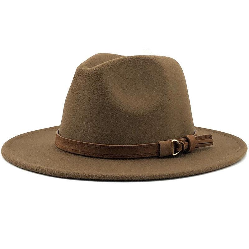 Nouveau chapeau Fédora Unisexe en Laine Réglable, Chapeau Fédora de Luxe à Bord Large, Chapeau Souple Élégant pour Homme, Chapeau d'Hiver et d'Automne Confortable et Doux à Bord Large, Chapeau d'Extérieur à Bord Large avec Sangle
