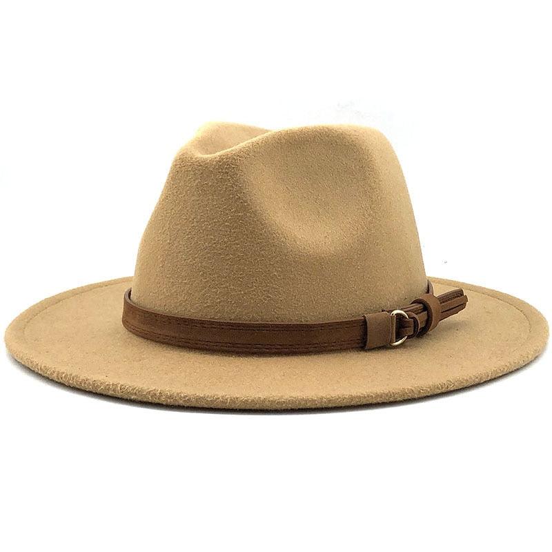 Nouveau chapeau Fédora Unisexe en Laine Réglable, Chapeau Fédora de Luxe à Bord Large, Chapeau Souple Élégant pour Homme, Chapeau d'Hiver et d'Automne Confortable et Doux à Bord Large, Chapeau d'Extérieur à Bord Large avec Sangle