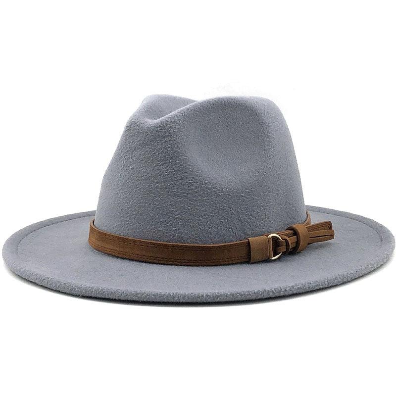 Nouveau chapeau Fédora Unisexe en Laine Réglable, Chapeau Fédora de Luxe à Bord Large, Chapeau Souple Élégant pour Homme, Chapeau d'Hiver et d'Automne Confortable et Doux à Bord Large, Chapeau d'Extérieur à Bord Large avec Sangle