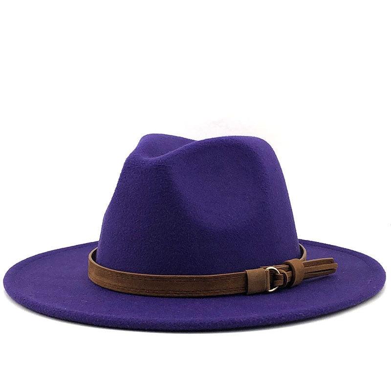 Nouveau chapeau Fédora Unisexe en Laine Réglable, Chapeau Fédora de Luxe à Bord Large, Chapeau Souple Élégant pour Homme, Chapeau d'Hiver et d'Automne Confortable et Doux à Bord Large, Chapeau d'Extérieur à Bord Large avec Sangle