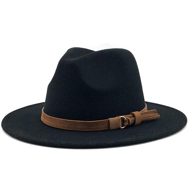 Nouveau chapeau Fédora Unisexe en Laine Réglable, Chapeau Fédora de Luxe à Bord Large, Chapeau Souple Élégant pour Homme, Chapeau d'Hiver et d'Automne Confortable et Doux à Bord Large, Chapeau d'Extérieur à Bord Large avec Sangle