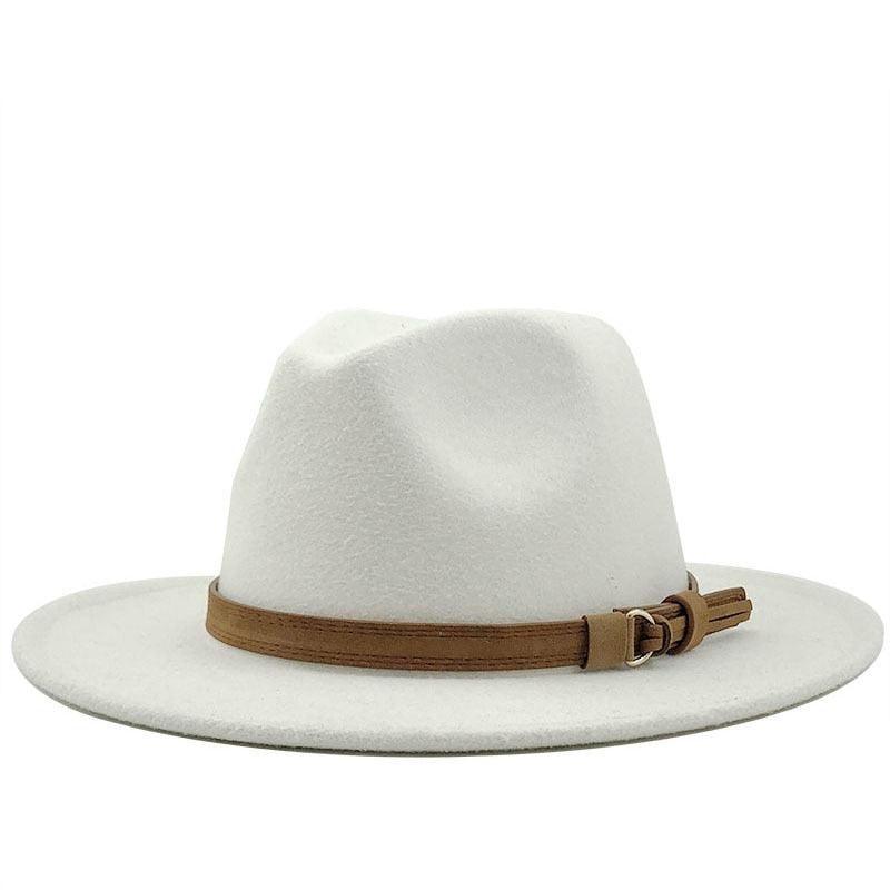 Nouveau chapeau Fédora Unisexe en Laine Réglable, Chapeau Fédora de Luxe à Bord Large, Chapeau Souple Élégant pour Homme, Chapeau d'Hiver et d'Automne Confortable et Doux à Bord Large, Chapeau d'Extérieur à Bord Large avec Sangle