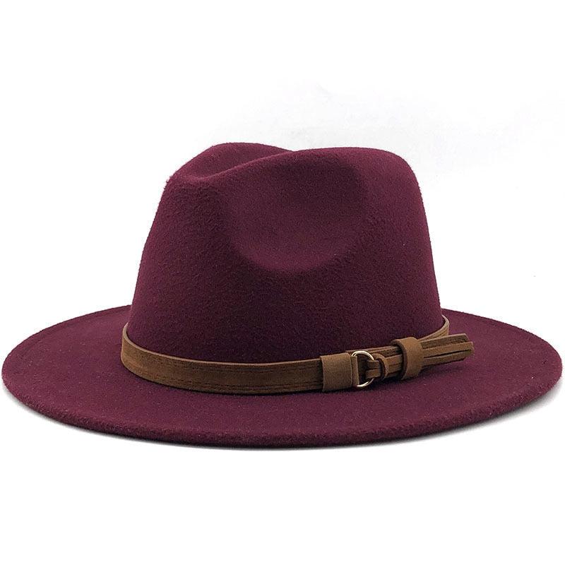 Nouveau chapeau Fédora Unisexe en Laine Réglable, Chapeau Fédora de Luxe à Bord Large, Chapeau Souple Élégant pour Homme, Chapeau d'Hiver et d'Automne Confortable et Doux à Bord Large, Chapeau d'Extérieur à Bord Large avec Sangle