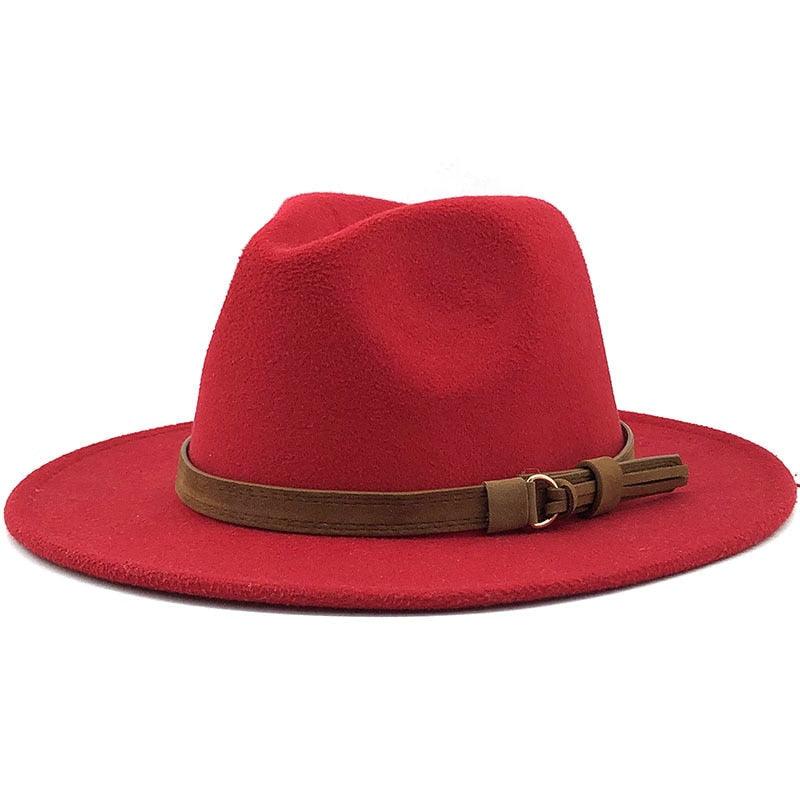 Nouveau chapeau Fédora Unisexe en Laine Réglable, Chapeau Fédora de Luxe à Bord Large, Chapeau Souple Élégant pour Homme, Chapeau d'Hiver et d'Automne Confortable et Doux à Bord Large, Chapeau d'Extérieur à Bord Large avec Sangle