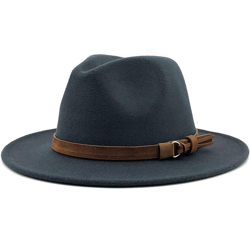 Nouveau chapeau Fédora Unisexe en Laine Réglable, Chapeau Fédora de Luxe à Bord Large, Chapeau Souple Élégant pour Homme, Chapeau d'Hiver et d'Automne Confortable et Doux à Bord Large, Chapeau d'Extérieur à Bord Large avec Sangle