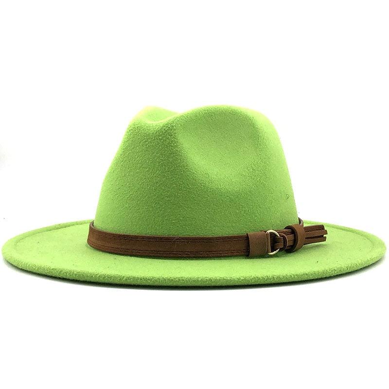 Nouveau chapeau Fédora Unisexe en Laine Réglable, Chapeau Fédora de Luxe à Bord Large, Chapeau Souple Élégant pour Homme, Chapeau d'Hiver et d'Automne Confortable et Doux à Bord Large, Chapeau d'Extérieur à Bord Large avec Sangle