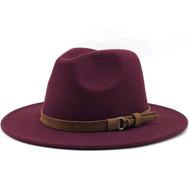 Nouveau chapeau Fédora Unisexe en Laine Réglable, Chapeau Fédora de Luxe à Bord Large, Chapeau Souple Élégant pour Homme, Chapeau d'Hiver et d'Automne Confortable et Doux à Bord Large, Chapeau d'Extérieur à Bord Large avec Sangle