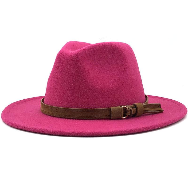 Nouveau chapeau Fédora Unisexe en Laine Réglable, Chapeau Fédora de Luxe à Bord Large, Chapeau Souple Élégant pour Homme, Chapeau d'Hiver et d'Automne Confortable et Doux à Bord Large, Chapeau d'Extérieur à Bord Large avec Sangle
