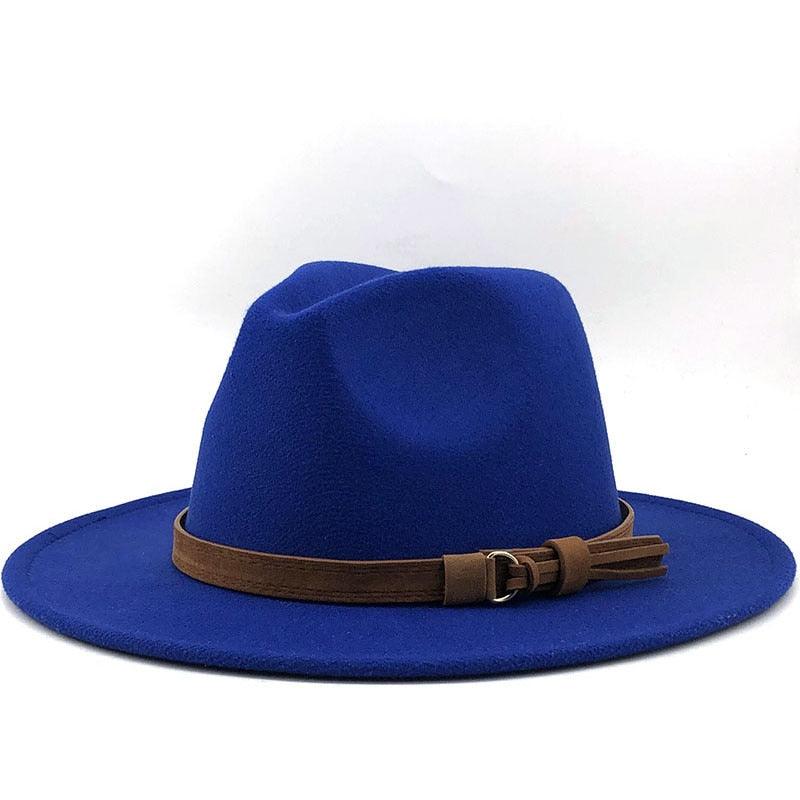 Nouveau chapeau Fédora Unisexe en Laine Réglable, Chapeau Fédora de Luxe à Bord Large, Chapeau Souple Élégant pour Homme, Chapeau d'Hiver et d'Automne Confortable et Doux à Bord Large, Chapeau d'Extérieur à Bord Large avec Sangle