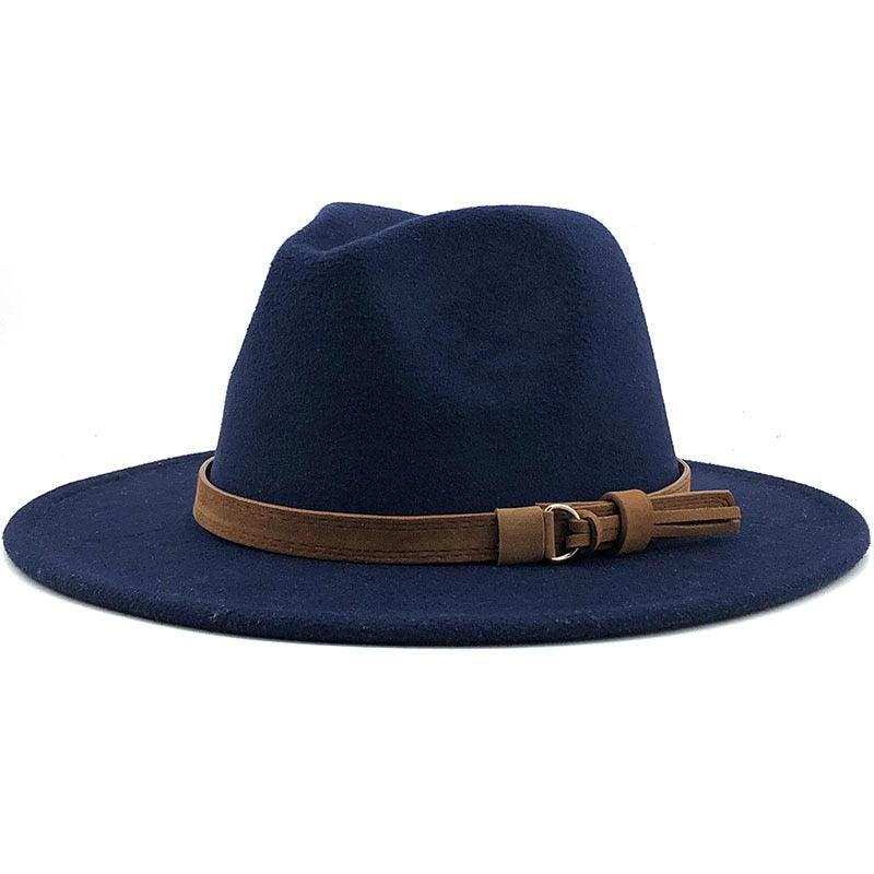 Nouveau chapeau Fédora Unisexe en Laine Réglable, Chapeau Fédora de Luxe à Bord Large, Chapeau Souple Élégant pour Homme, Chapeau d'Hiver et d'Automne Confortable et Doux à Bord Large, Chapeau d'Extérieur à Bord Large avec Sangle