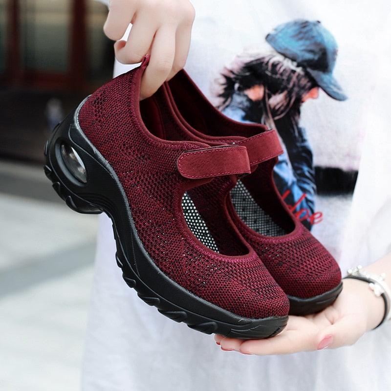 Nouvelles Chaussures Plates à Coussin d'Air pour Femmes Baskets en Maille Respirantes pour Femmes Chaussures Décontractées Rehaussées Chaussures à Coussin d'Air pour Femmes Baskets en Maille Respirantes Chaussures Plates pour Femmes